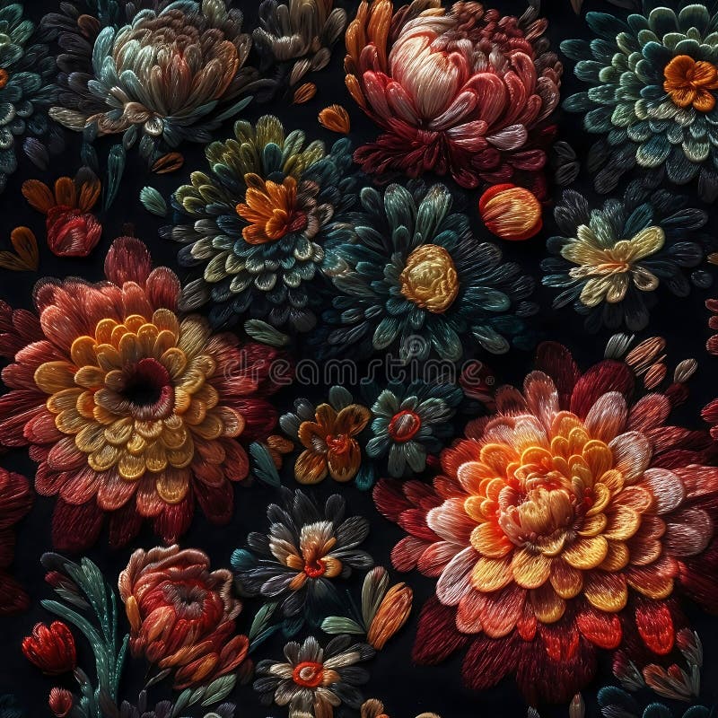 Seamless Embroidery Floral Abstract Fantasy Luxury Fabric Pattern Seamless Embroidery Floral Abstract Fantasy Luxury Fabric Pattern