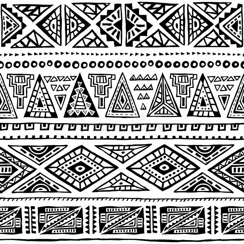 Seamless Ethnic Pattern Ornament Hand drawn Ink Tribal  