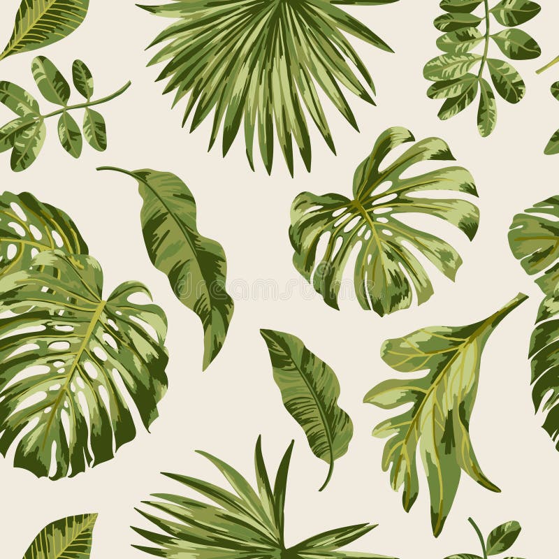 Seamless exotic pattern with tropical leaves. royalty free illustration