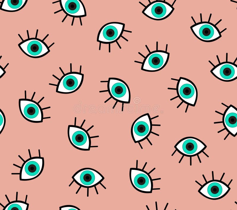 Seamless Eyes Pattern on Pink Background, Geometric Design Ready for ...