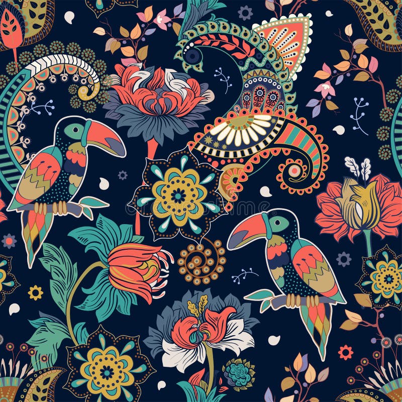 seamless fantasimodell Dekorativ blom- design för tyg, textil, inpackningspapper, kort, räkning, tapet f?rgrikt royaltyfri illustrationer seamless fantasimodell Dekorativ blom- design för tyg, textil, inpackningspapper, kort, räkning, tapet f?rgrikt royaltyfri illustrationer