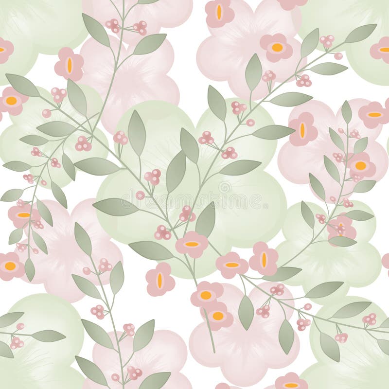 Seamless floral berry pattern beige white background royalty free illustration Seamless floral berry pattern beige white background royalty free illustration
