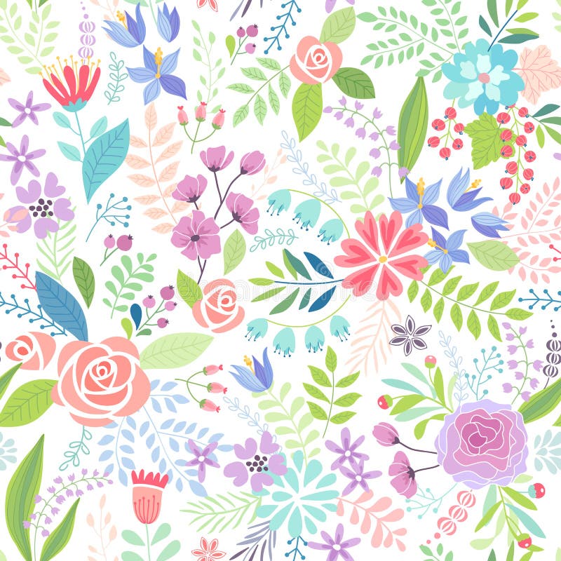Seamless Floral colorful hand drawn pattern. Vector illustration. Vector abstract seamless pattern vectors