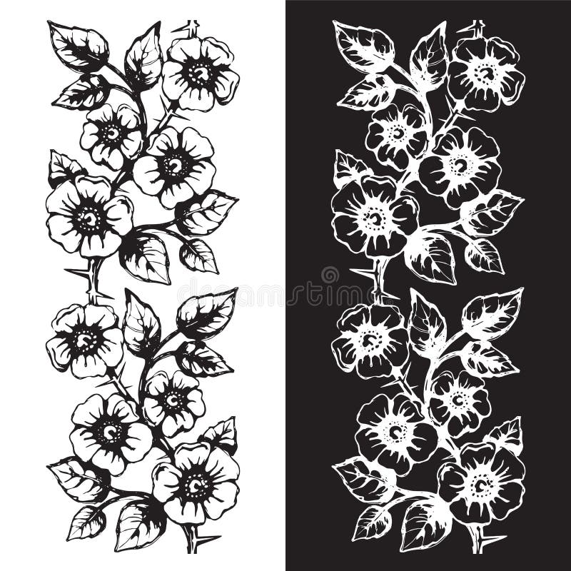 Seamless floral ornamental element for creating borders, frames