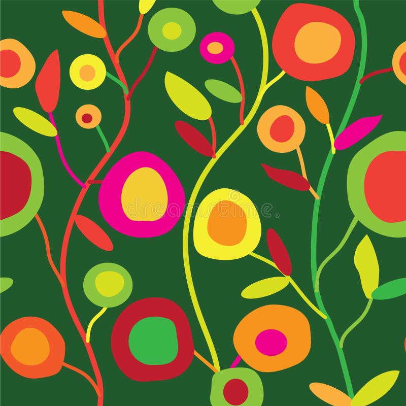 Seamless floral pattern in simple decorative style