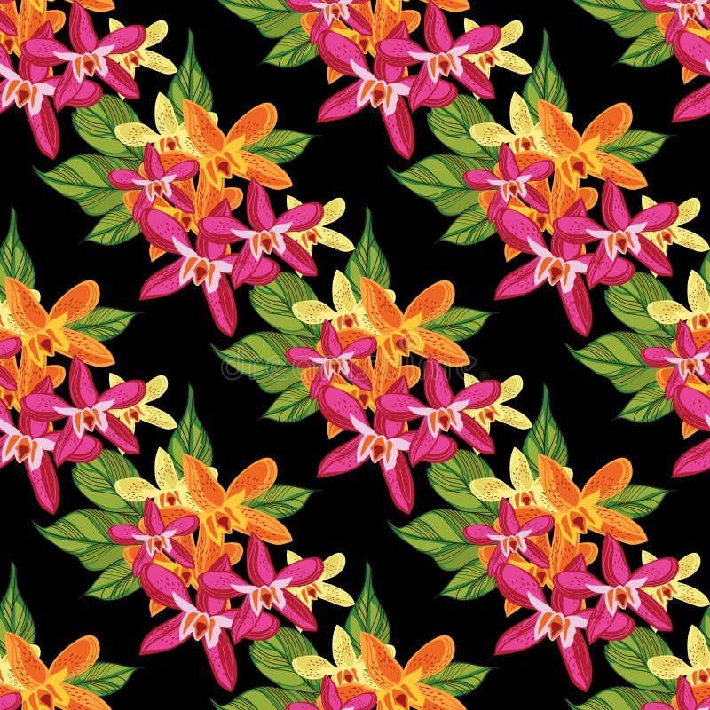 Seamless floral pattern with tropical flowers.