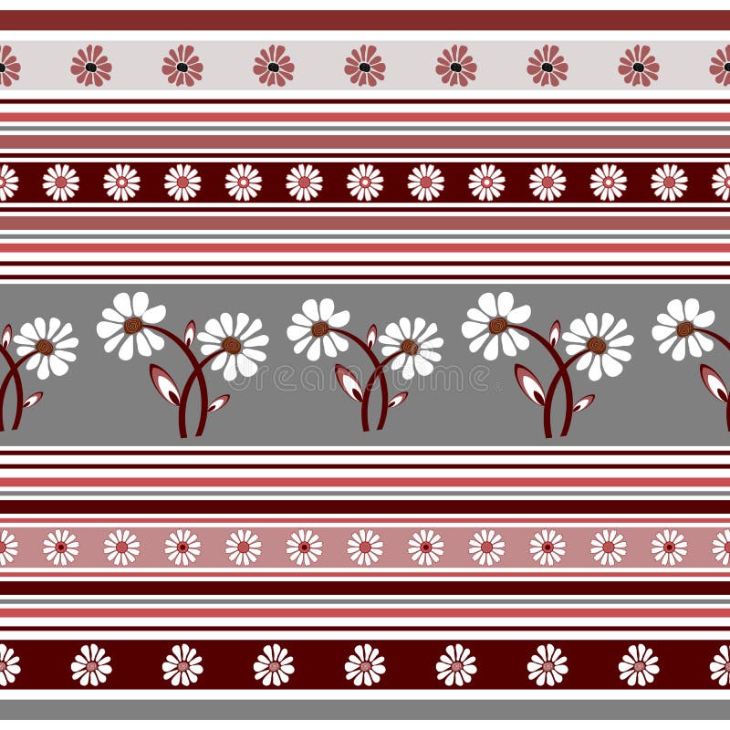 Seamless floral striped pattern