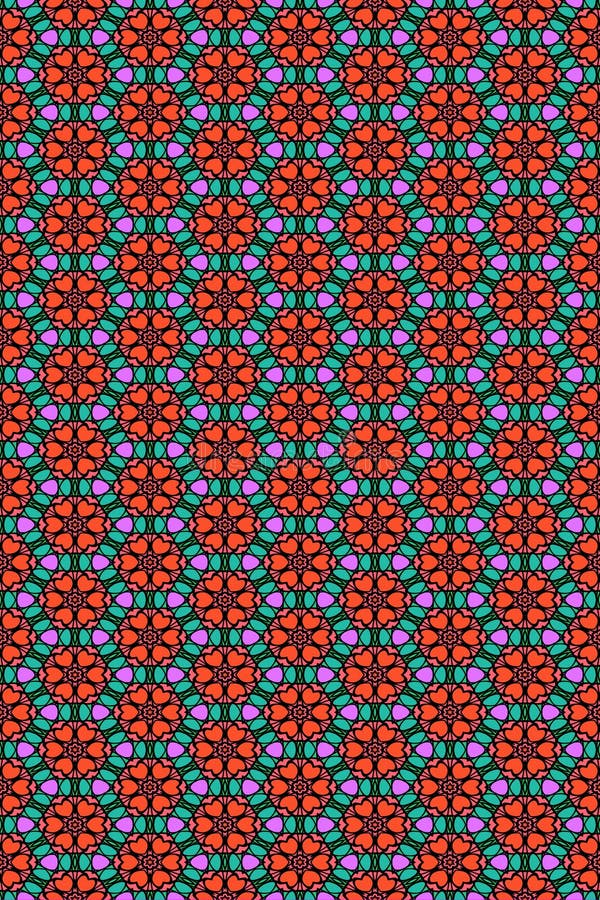 Seamless flower and hearts pattern