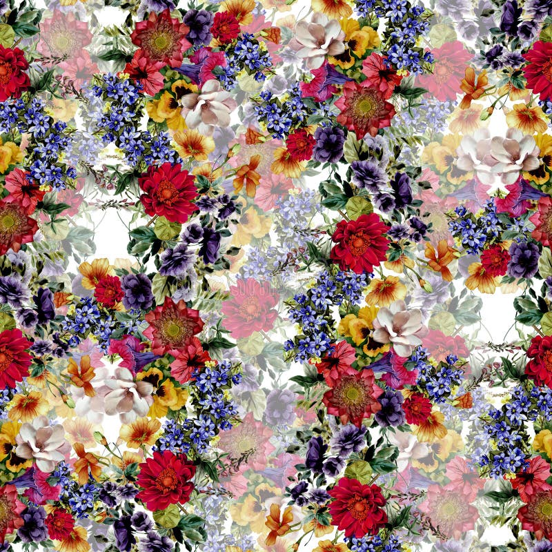 Seamless Flower Pattern.Silk Scarf Design, Fashion Textile. Background ...