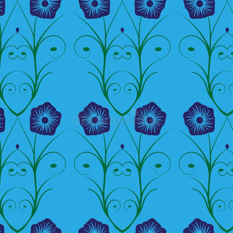 Seamless Flower Pattern with Stem. a Beautiful Floral Design