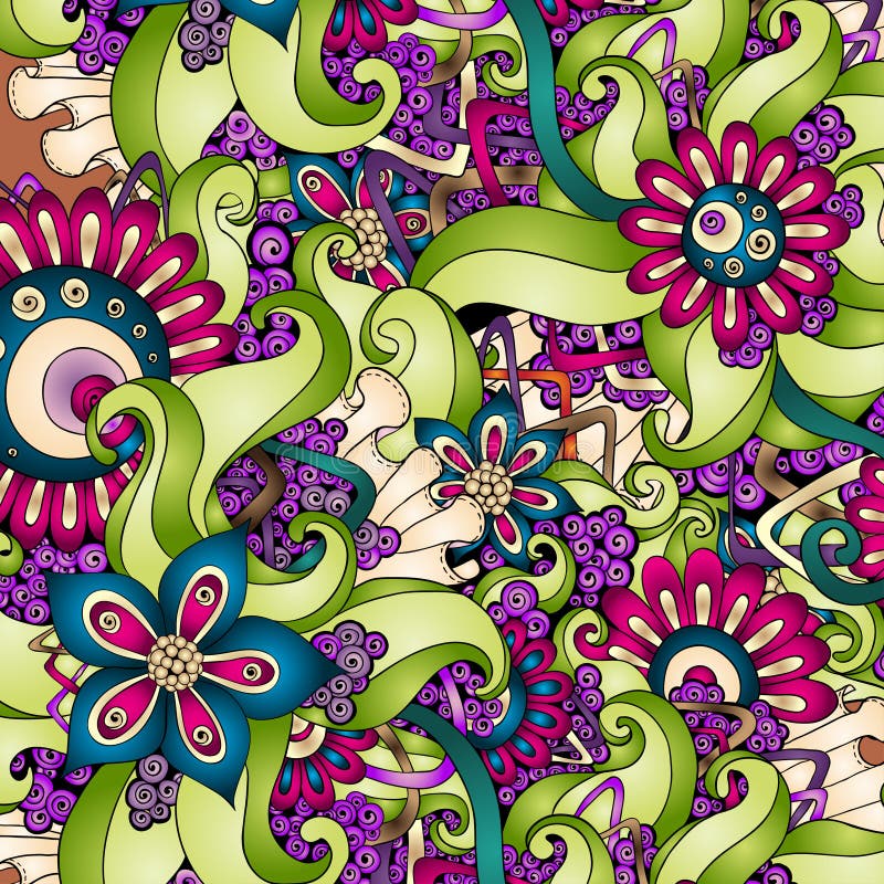 Seamless Flower Retro Background in Vector. Stock Vector - Illustration ...