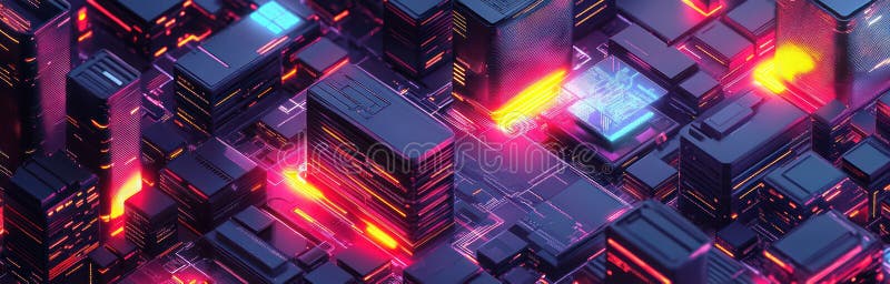 Seamless Fusion: A Futuristic Abstract Design Showcasing Digital-Physical Integration with Circuit Boards, Data Connecti vector illustration