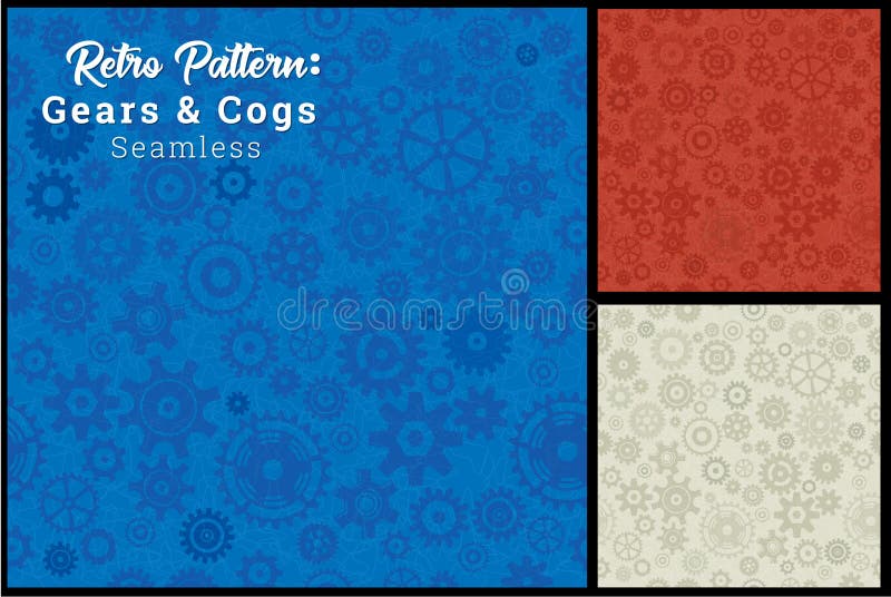 Seamless Gears Cogs Pattern 3 color options