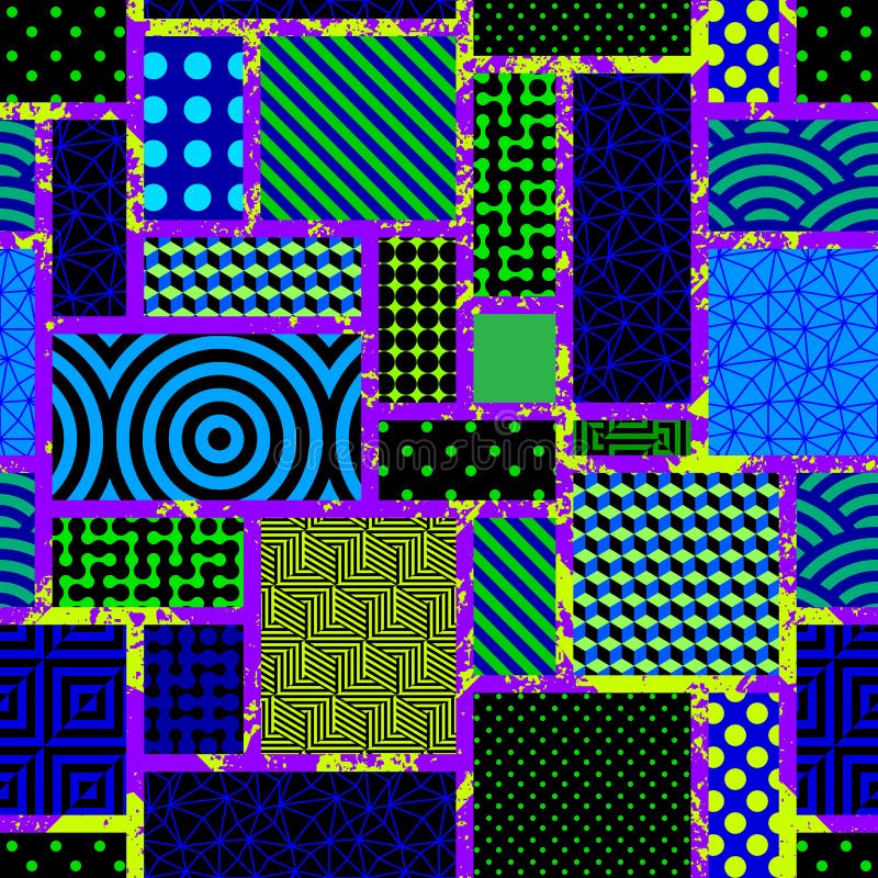 Geometric abstract pattern in patchwork style. stock illustration