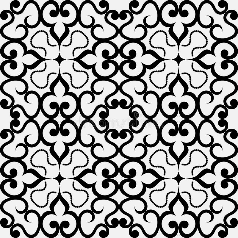 Seamless Geometric Black and White Pattern of Oriental Motifs Stock