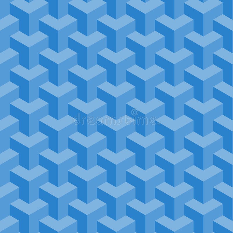 Seamless geometric blue pattern. Shape cube pattern stock illustration