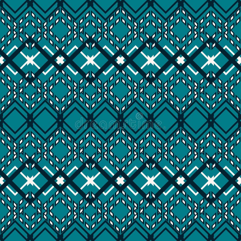 Seamless Geometric Blue and White Pattern with Complex Zigzag Stock