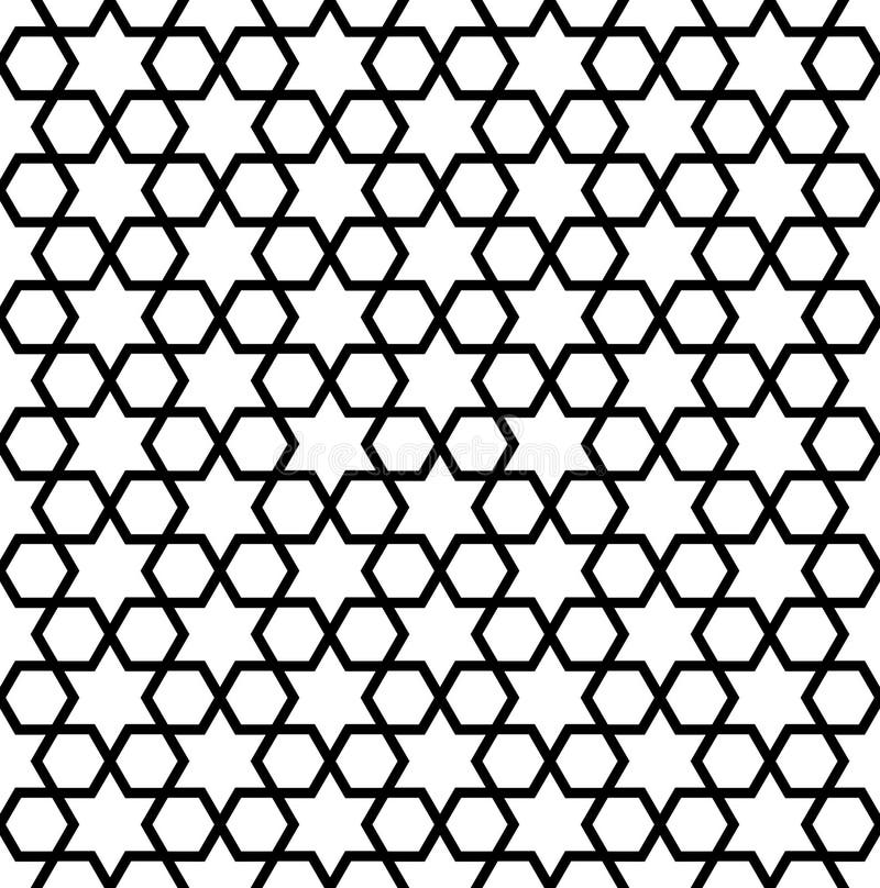 Seamless geometric hexagons and stars grid pattern royalty free illustration