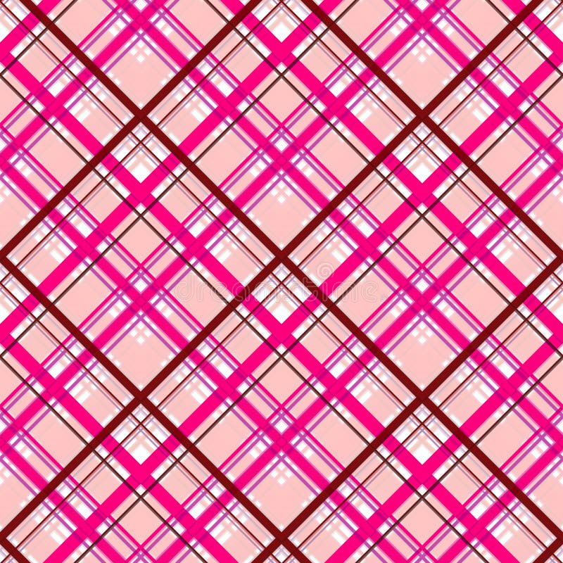 Seamless geometric pattern, diagonal checkered print. The intersection of stripes of red-brown, pink colors on a white background. For the manufacture of modern, beautiful and quality products