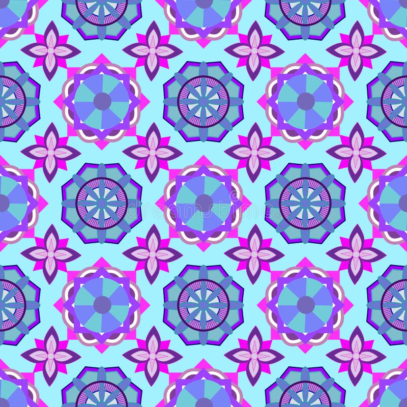Seamless Geometric Pattern With Oriental Motifs On A Bright Background