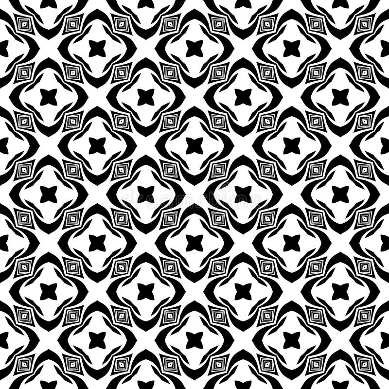 Black and white seamless repeated geometric art pattern background. Textile, books.