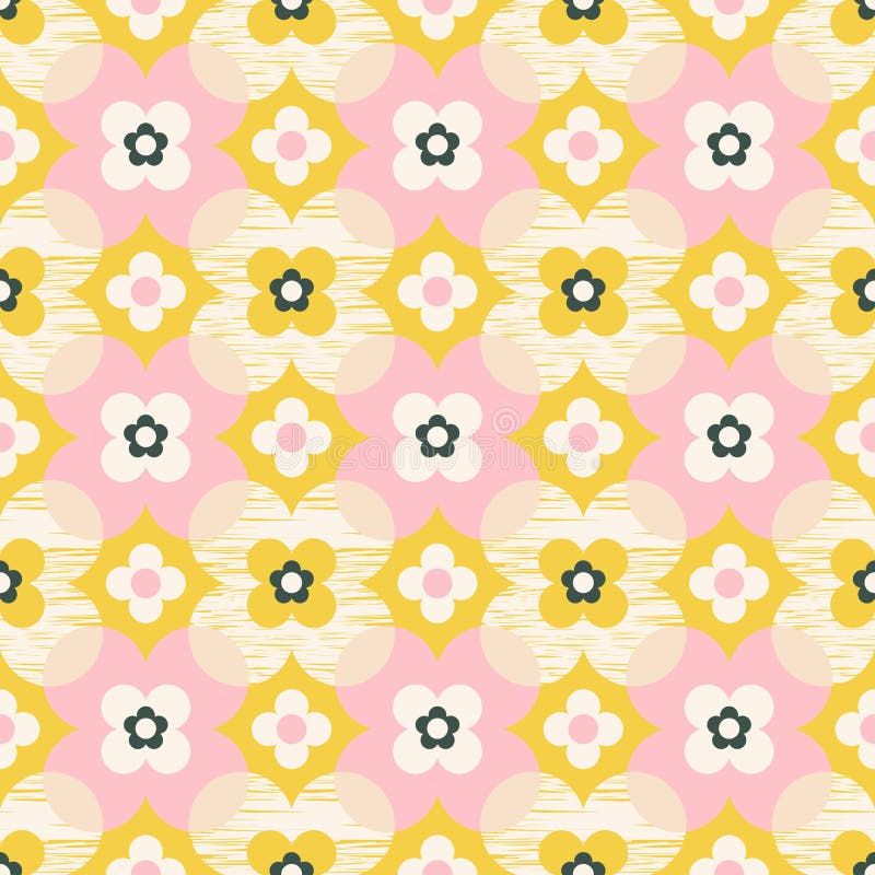 Model retro geometric impecabil cu flori stock illustration