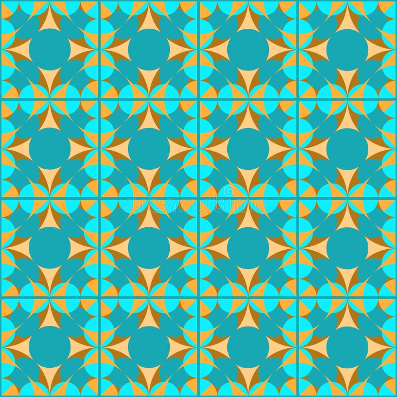 Seamless geometric turquoise pattern on checked background stock illustration Seamless geometric turquoise pattern on checked background stock illustration