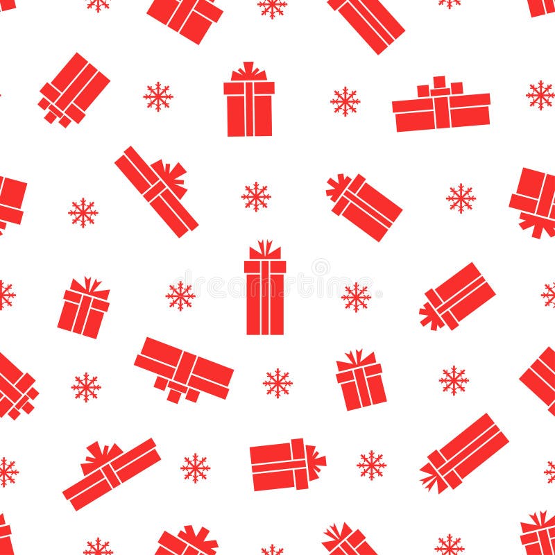 Seamless gift box pattern, red gift boxes on white background stock illustration Seamless gift box pattern, red gift boxes on white background stock illustration
