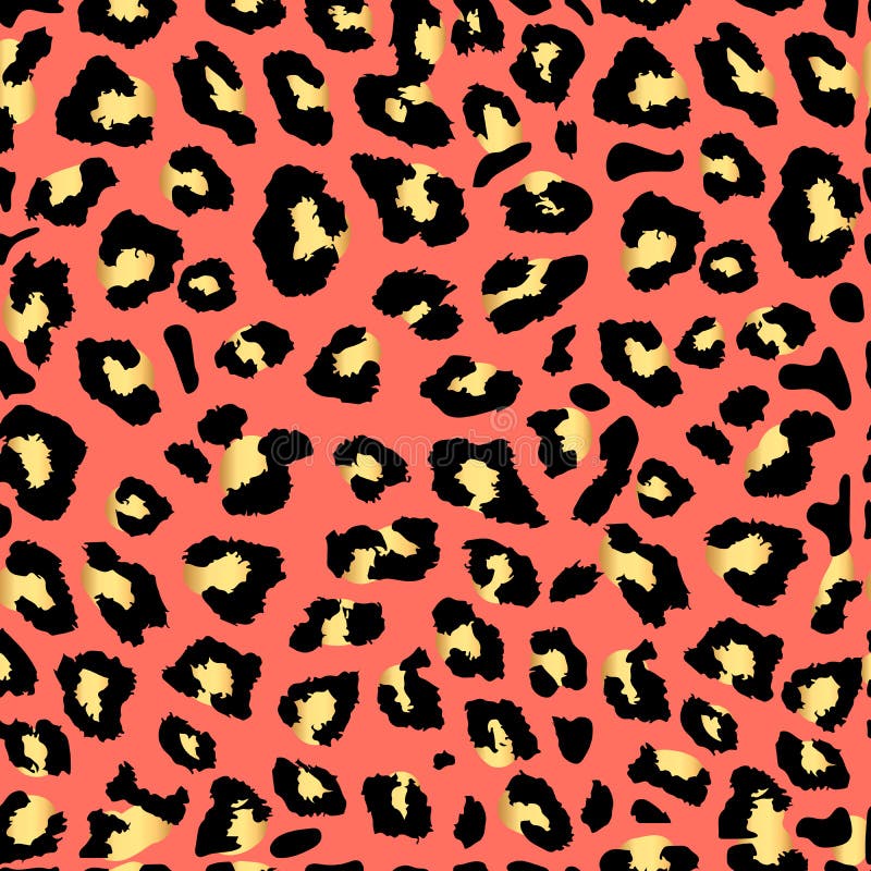 Seamless Gold Leopard Print. Color Trend Palette. Living Coral Color Stock  Illustration - Illustration of print, jungle: 139309750