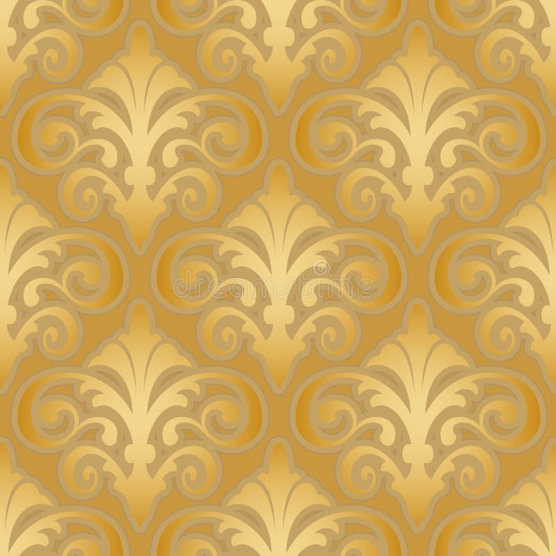Seamless Gold Silk Wallpaper Pattern Stock Vector Illustration of