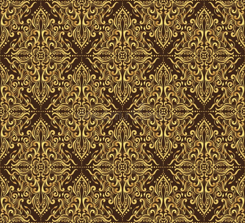 Seamless Brown Damask Pattern Stock Vector Illustration of ornamental