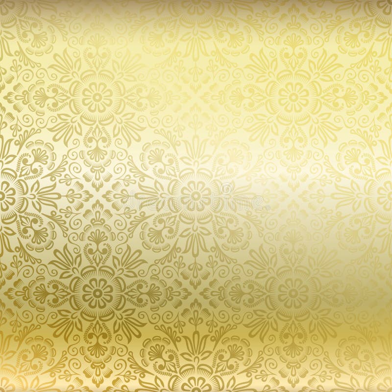 Seamless Golden Damask Wallpaper Stock Vector Illustration of
