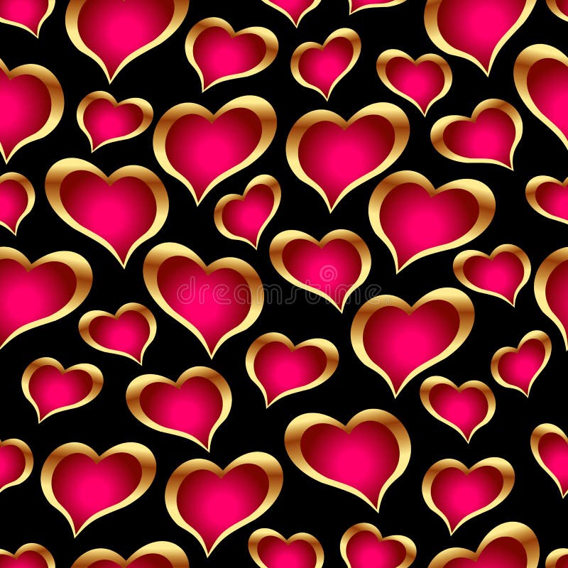 Seamless vector texture with golden valentine's hearts. You can create the wallpaper with this pattern, color of elements can be changed as you want. Golden poker vectors