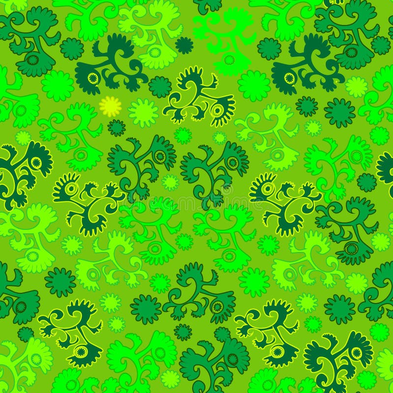 Seamless green floral pattern