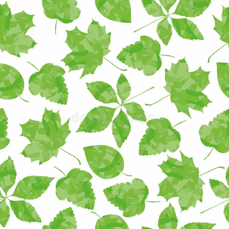 Seamless green leaves of different trees. stock illustration Seamless green leaves of different trees. stock illustration