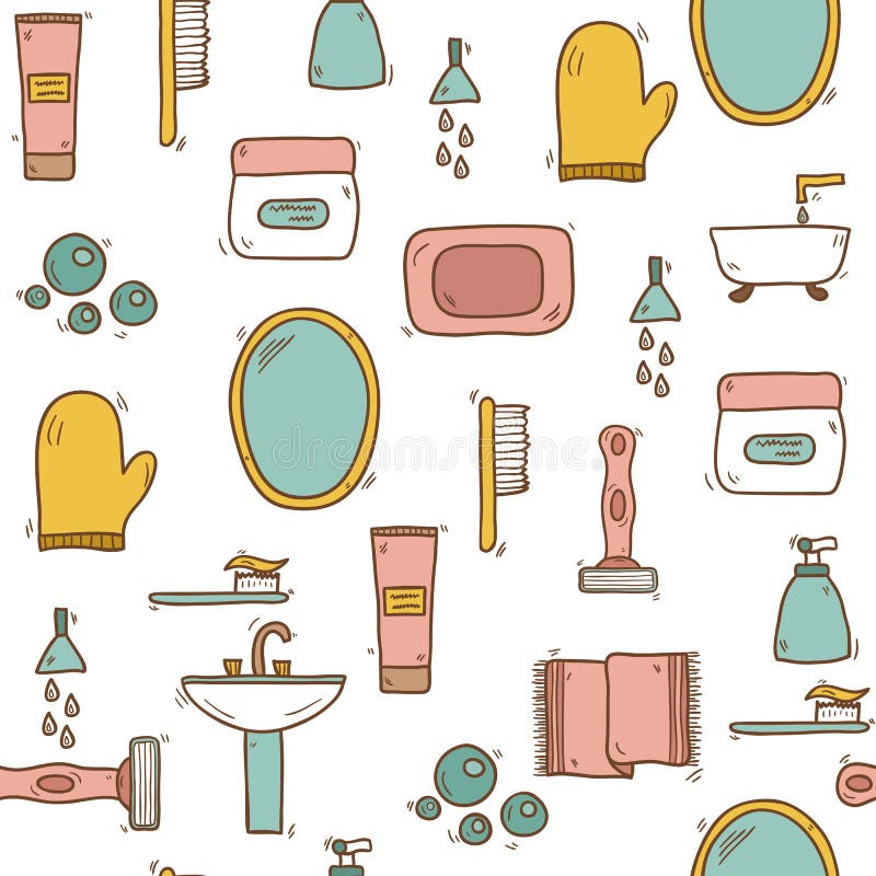 Seamless hand drawn bathroom background royalty free illustration