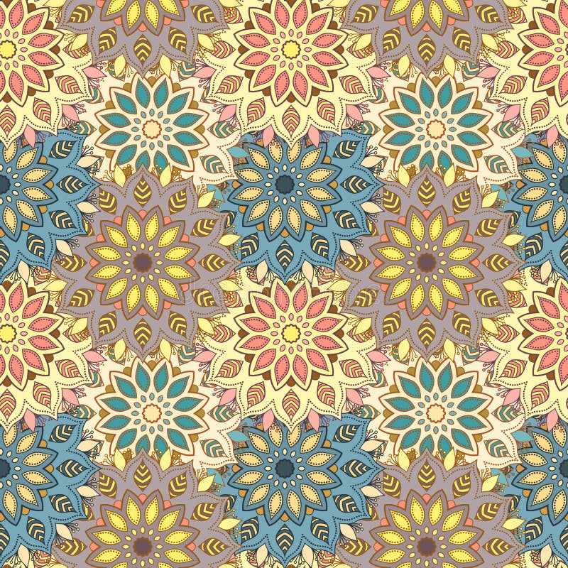 Seamless hand drawn mandala pattern. Vintage decorative elements stock illustration Seamless hand drawn mandala pattern. Vintage decorative elements stock illustration