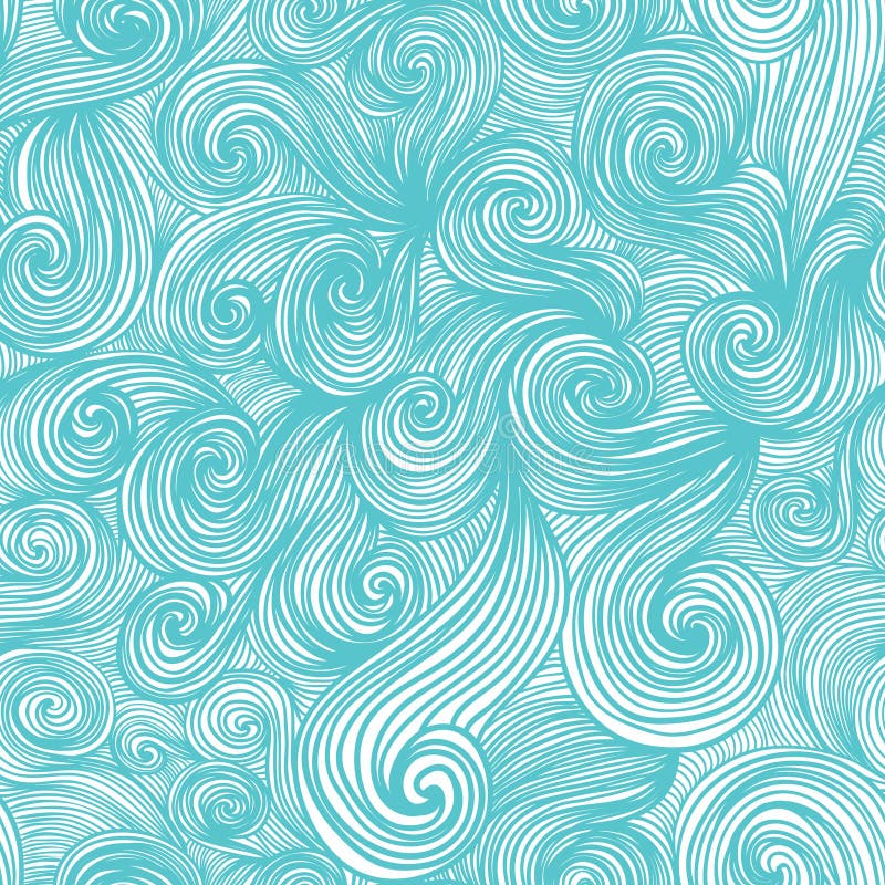 Seamless Hand-drawn Waves Texture. Stock Illustration - Illustration of ...