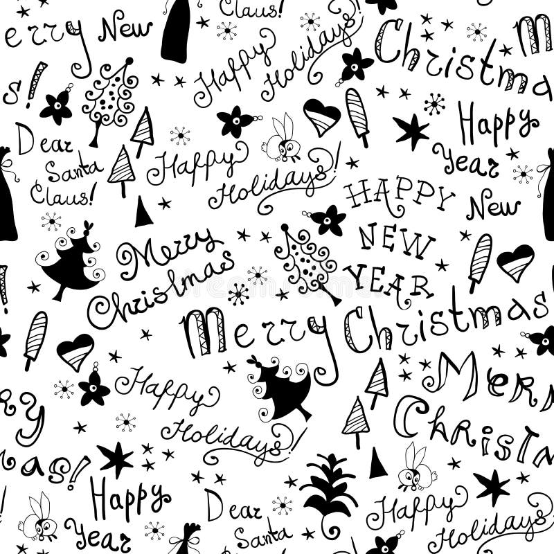 Seamless handwritten pattern with christmas phrase