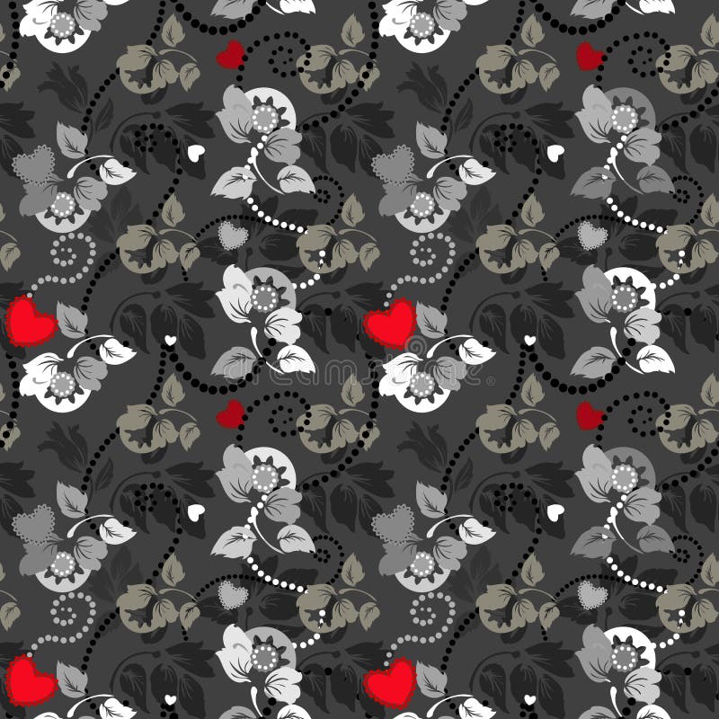 Seamless heart and flower pattern