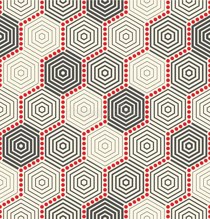 Seamless Hexagon and Circle Wallpaper. Decorative Halftone Pattern vector illustration