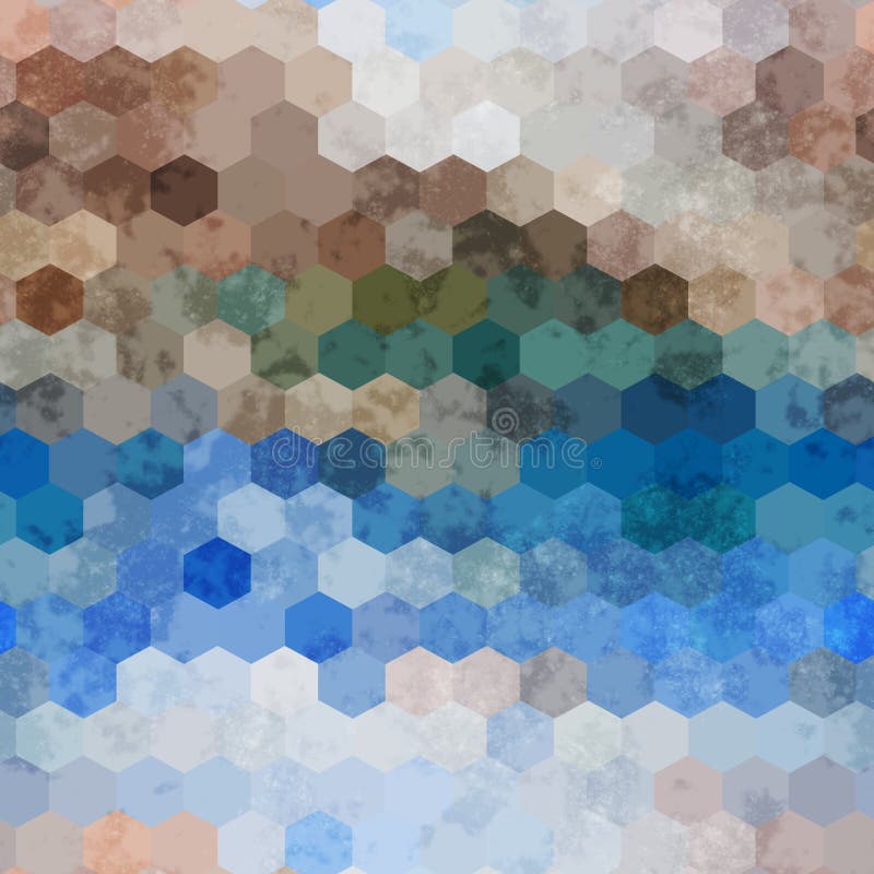 Seamless hexagon geo grid colorful grungy pattern