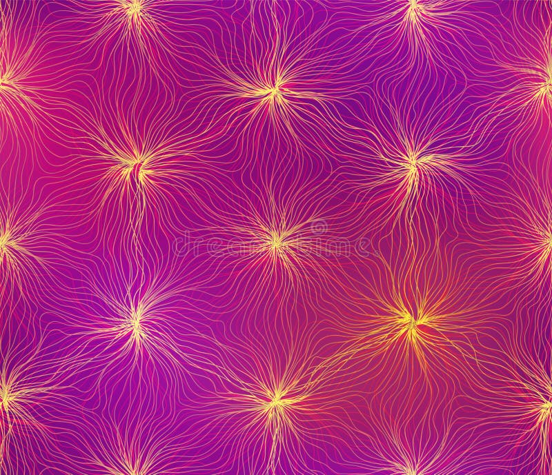 Seamless hexagon lines wavy flower pattern electric shine stock illustration