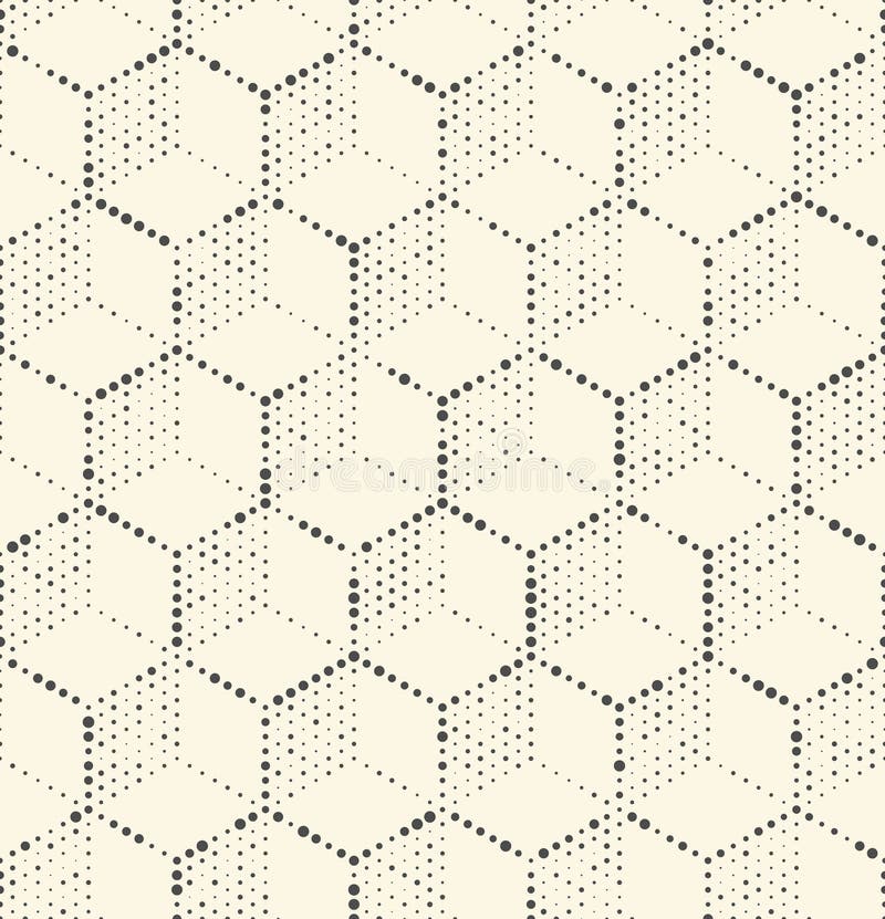 Seamless Hexagon Monochrome Wallpaper. Chaotic Pixel Background. stock illustration