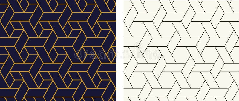 Seamless Hexagon pattern in linear style, vector royalty free illustration