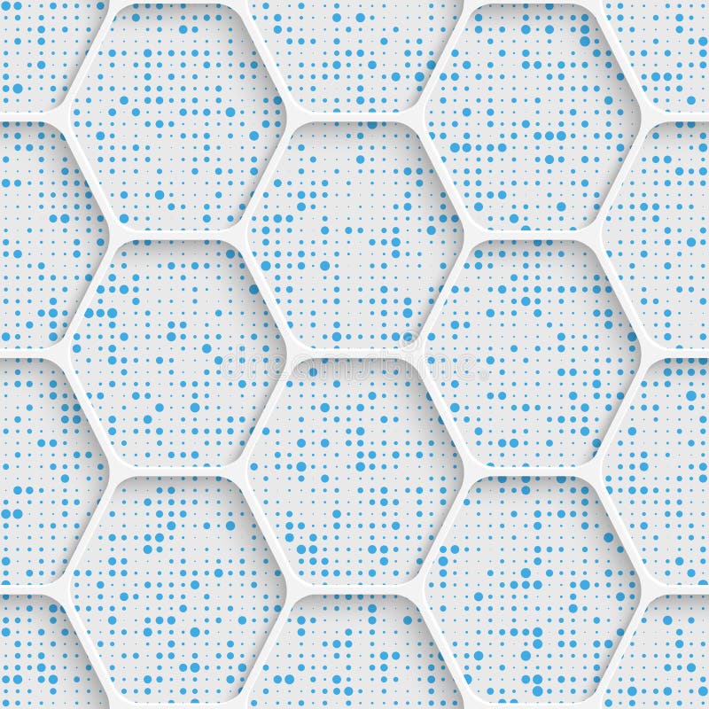 Seamless Hexagon Pattern. White and Blue Wrapping Background vector illustration