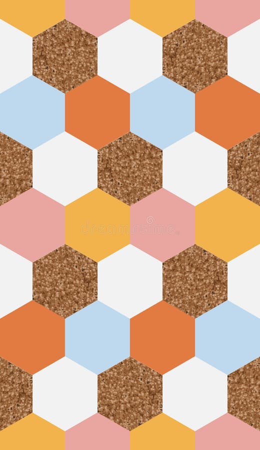Seamless hexagon tile pattern with glittery effect stock illustration
