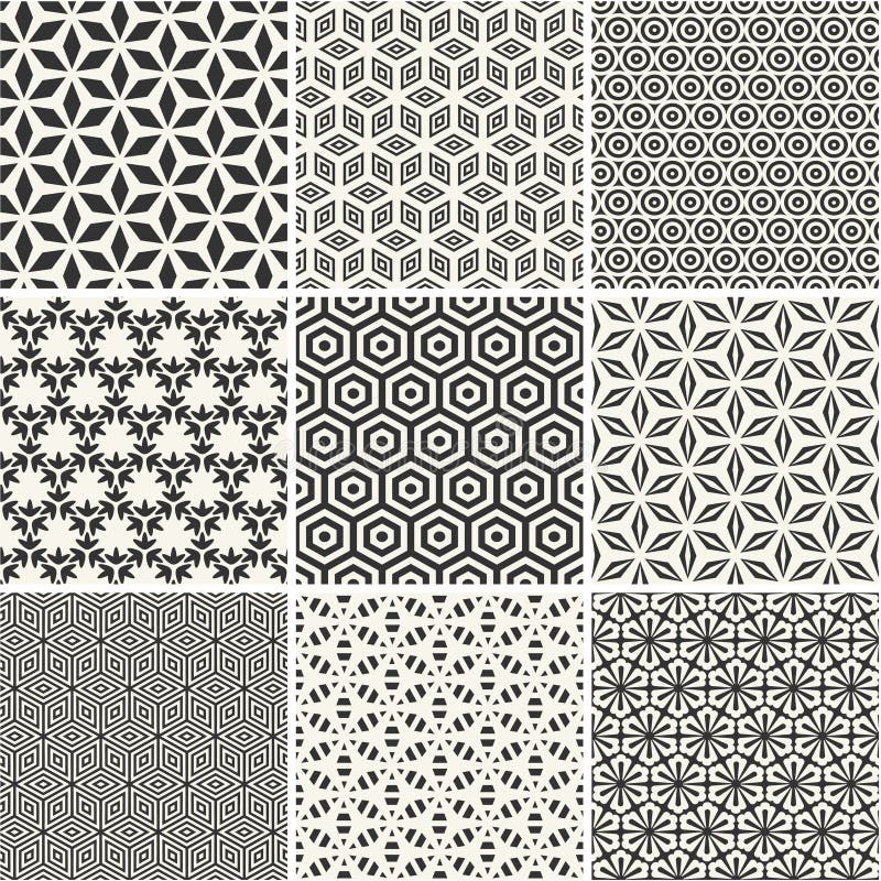 Seamless hexagons backgrounds set stock illustration
