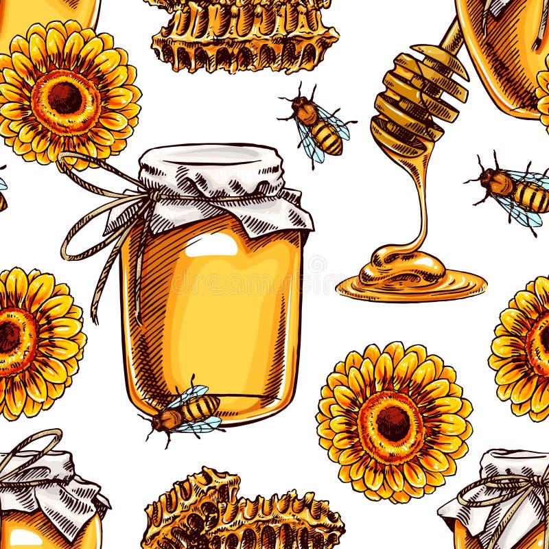 Honey Icons in the Shape of a Heart Stock Vector - Illustration of