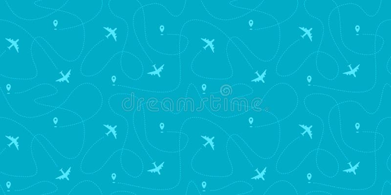 Download Seamless Horizontal Border With Plane Paths Stock Vector ...